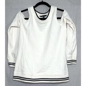 Lauren Ralph Lauren Cold Shoulder Sleeve Sweater Womens Sz S Off-White Pullover